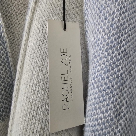 NWT Rachel Zoe Knit Open-front Poncho Cardigan Wrap in Grey and Cream, OS - Picture 5 of 8
